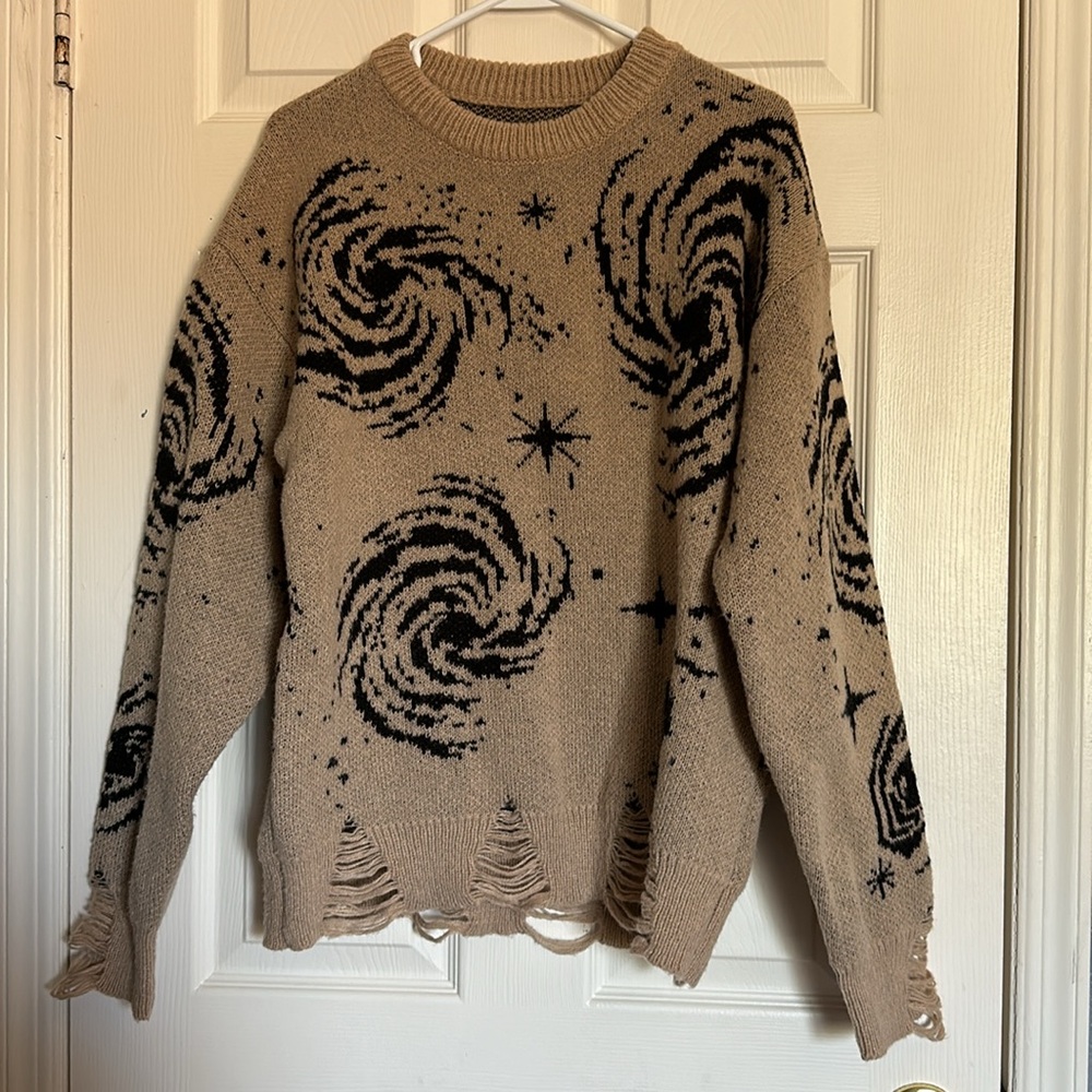SHEIN Tan and Black Crewneck Sweater